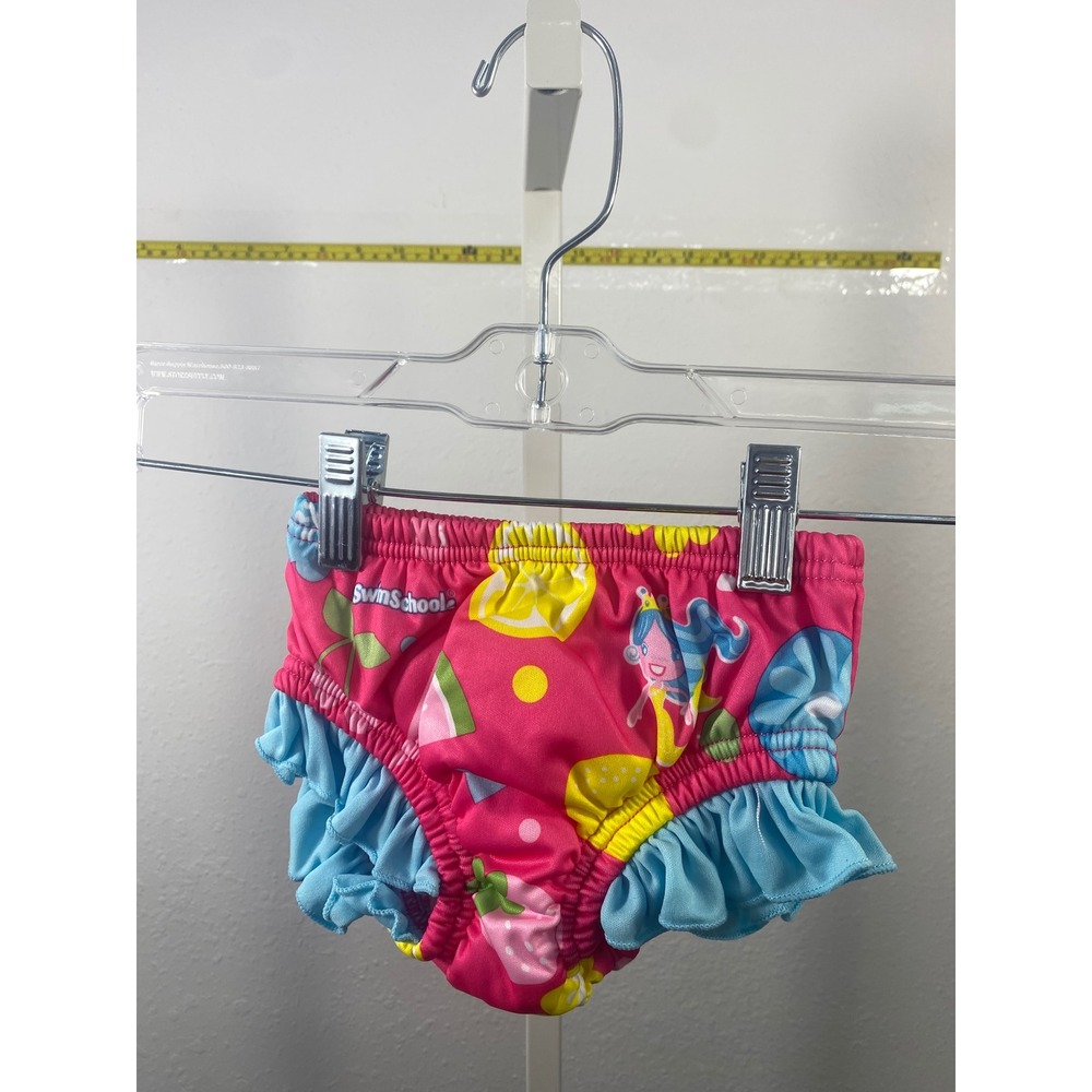 Aqua Leisure Swim School Baby Swim Diaper Mermaid Fruit Ruffle Pink Medium